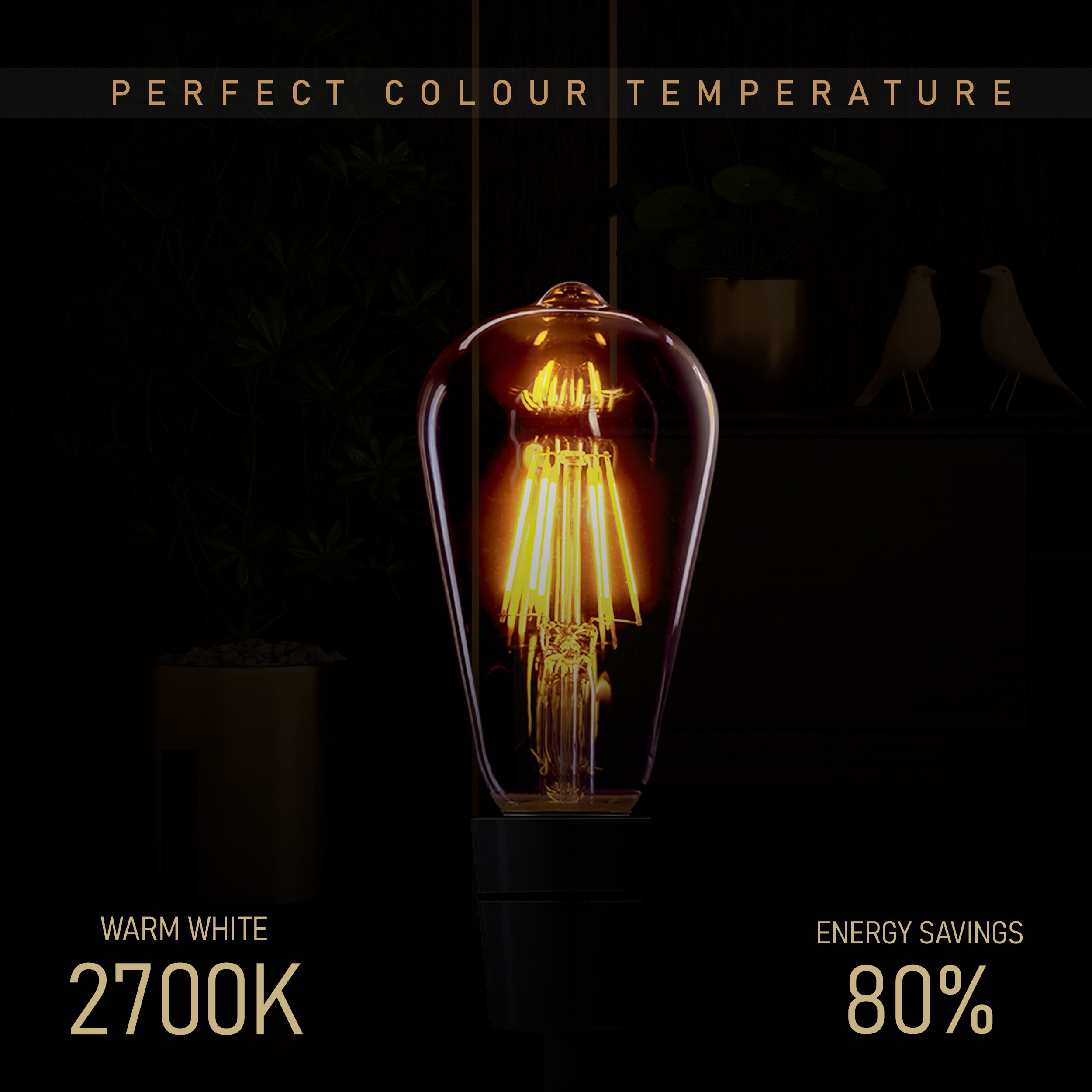 6-Pack Dimmable ST64 E27 Screw LED Filament Bulbs, 8W Retro Warm White