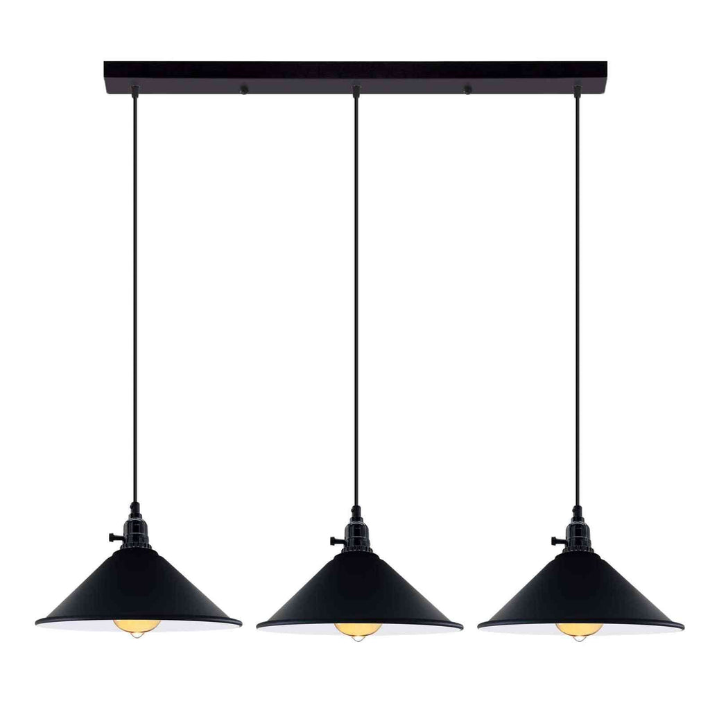 Modern 3-Light Kitchen Island Pendant with Unique Fluming Switch, Adjustable Cable