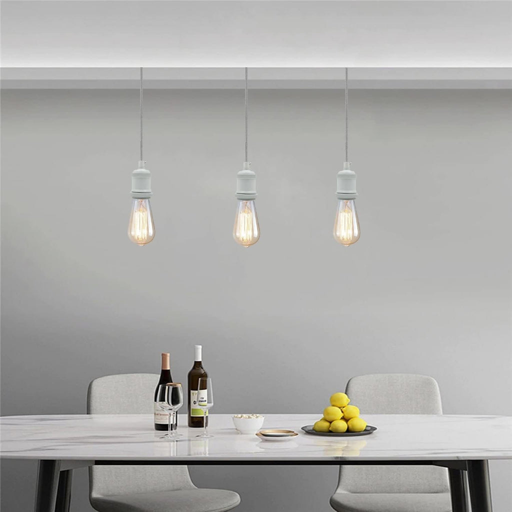 1m  White Twisted Cable E27 Base White Holder~5990