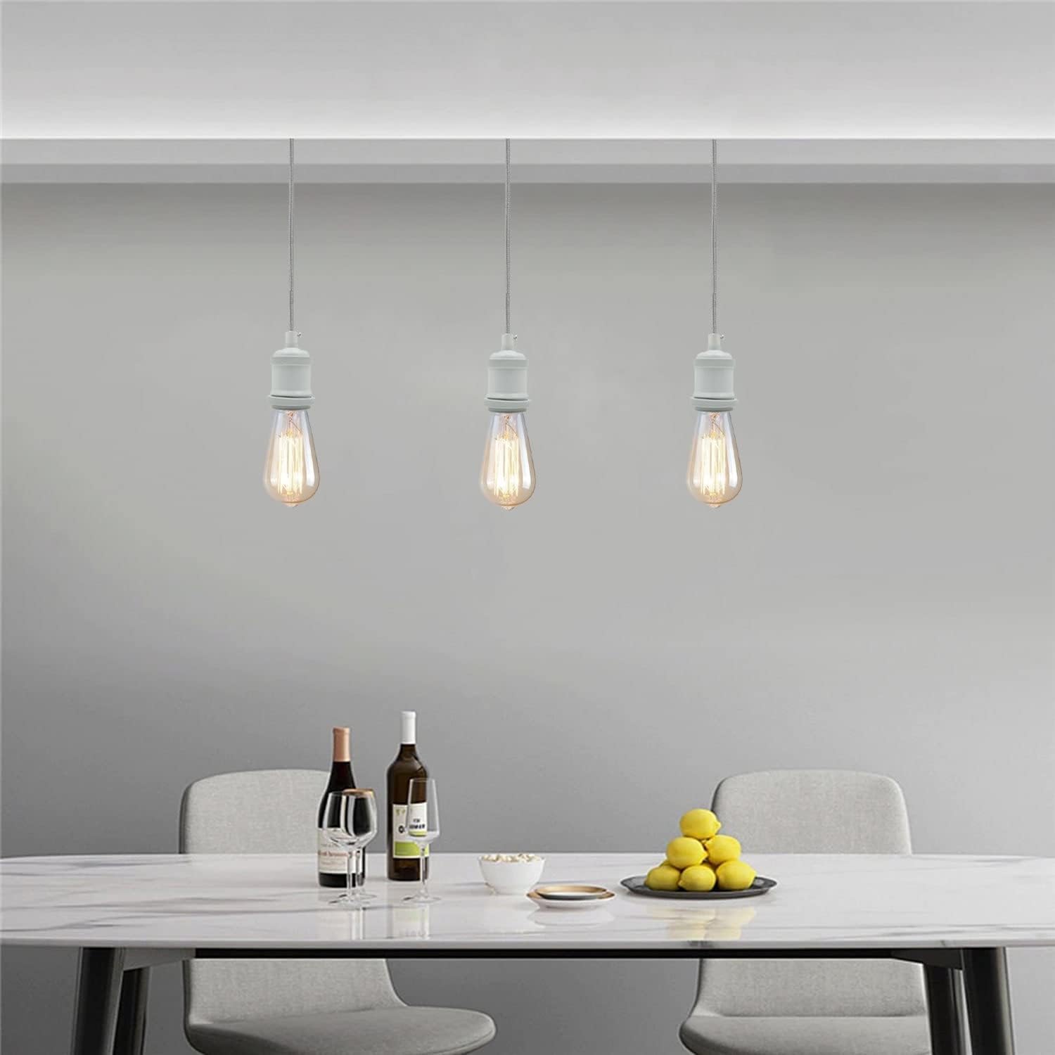 1m  White Twisted Cable E27 Base White Holder~5990