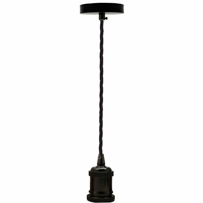 2 Meter Fabric Flex Twisted Cable E27 Pendant Light Fixture Set