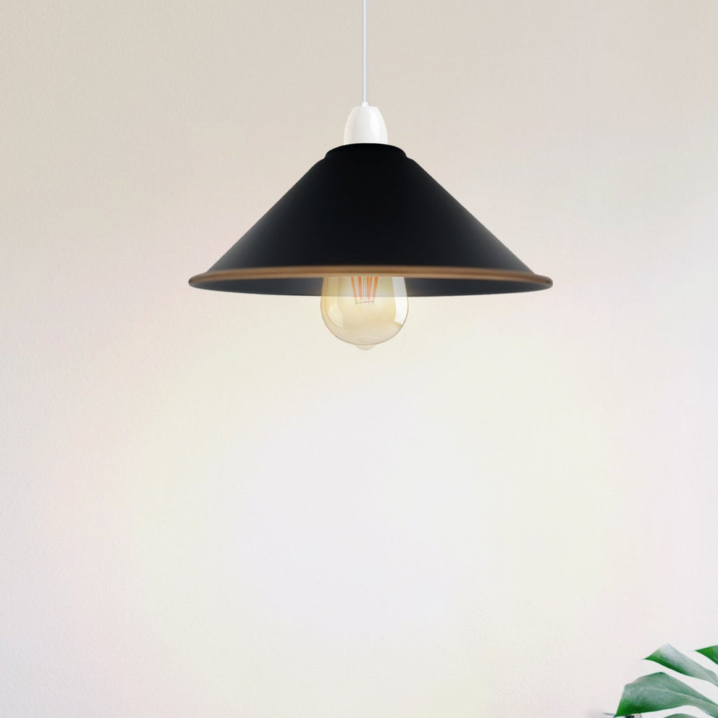 Vintage Easy Fit Metal Cone Ceiling Lampshade - Retro Home Lighting Accent