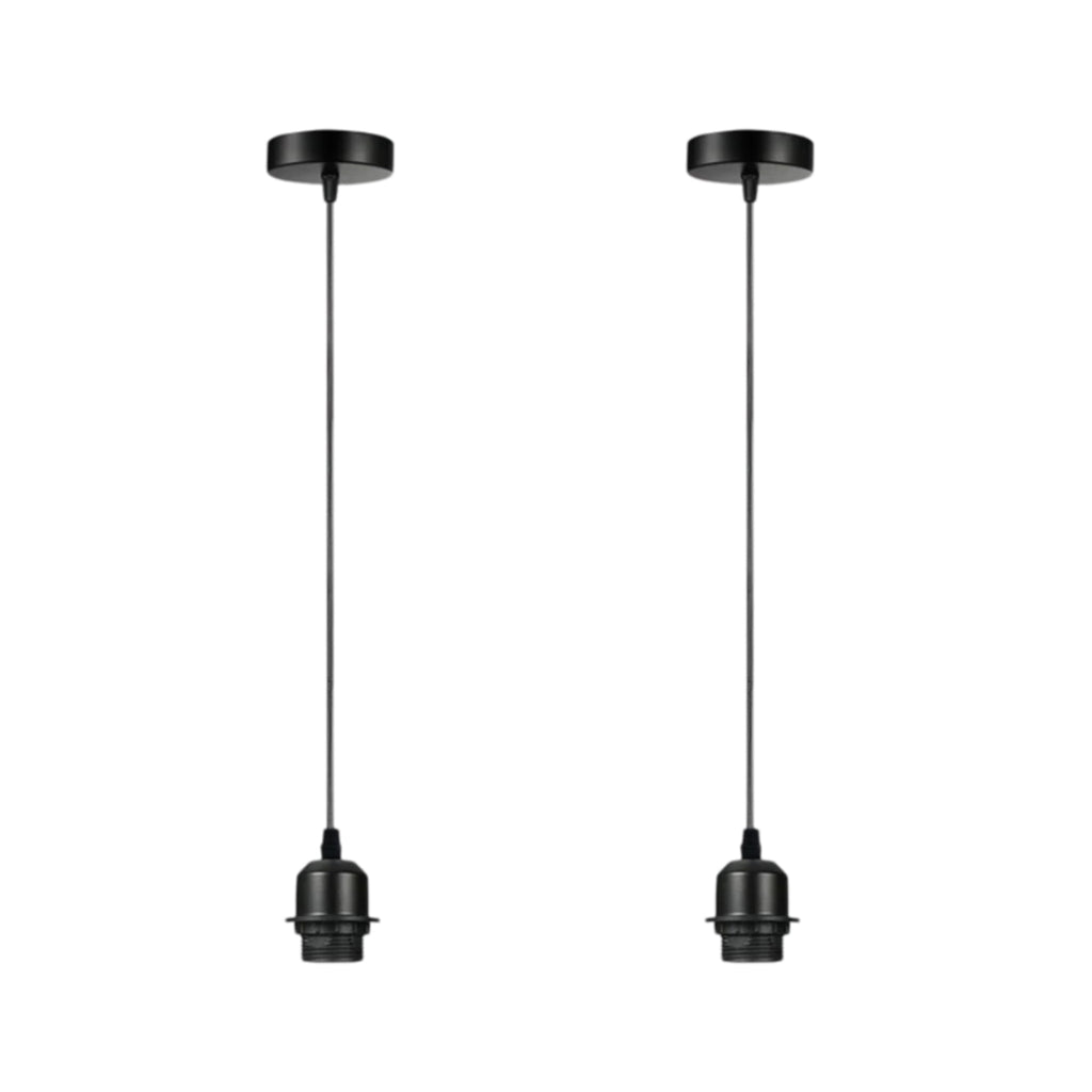 2-Pack Black E27 Pendant Light Kit PVC Cable Ceiling Fixture Holder