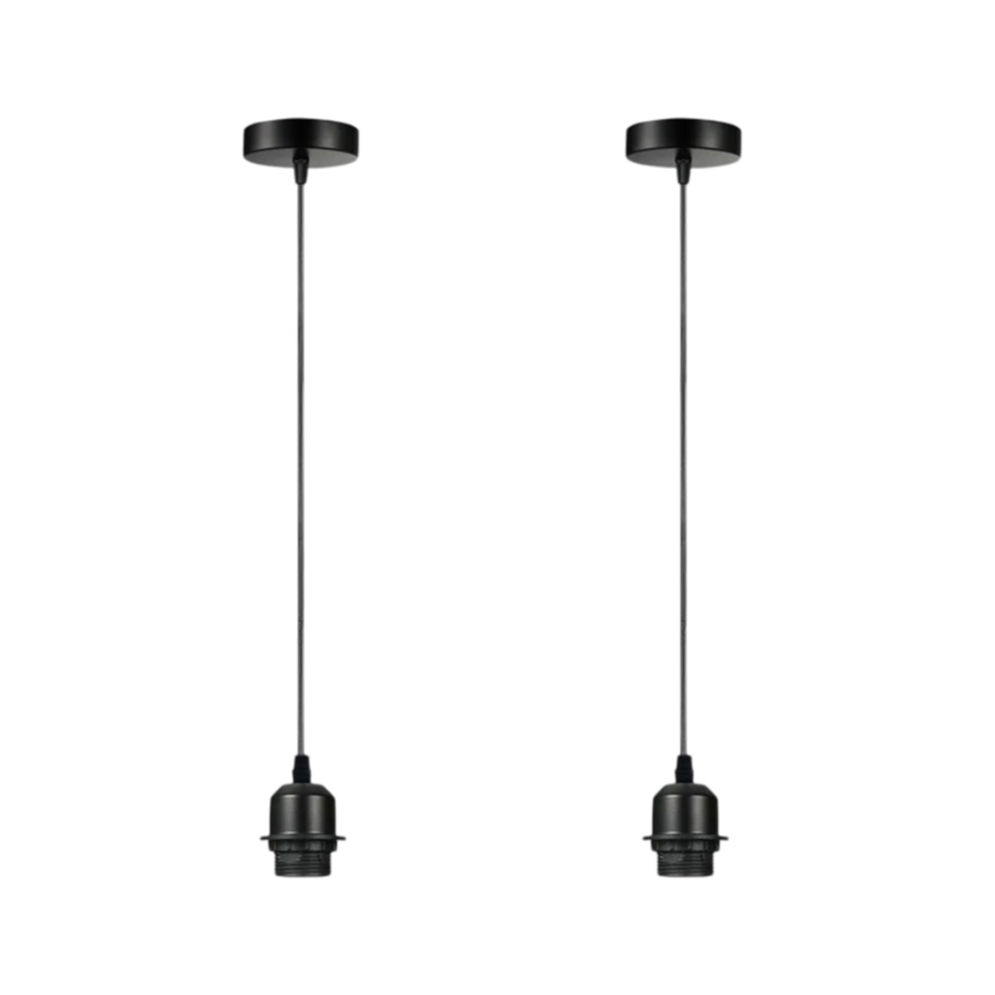 2-Pack Black E27 Pendant Light Kit PVC Cable Ceiling Fixture Holder