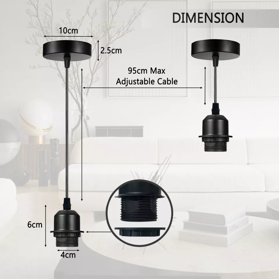 Vintage E27 Industrial Pendant Lamp Bulb Holder Ceiling Light Kit