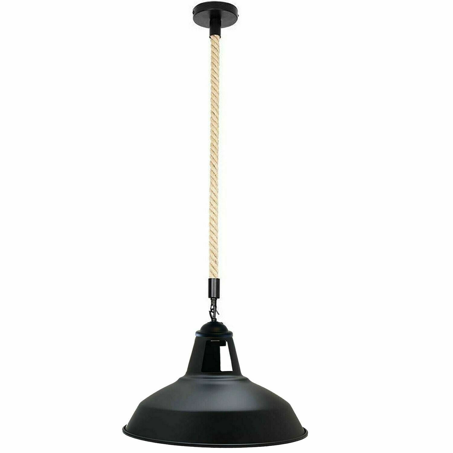 Rustic Industrial E27 Edison Hemp Rope Pendant Light Fixture Barn Home
