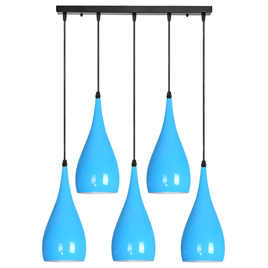 Modern 5-Light Industrial Teardrop Pendant Lamp, Adjustable Hanging Ceiling Fixture