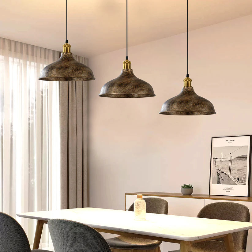 Vintage Industrial Brushed Copper Metal Shade Ceiling Pendant Light