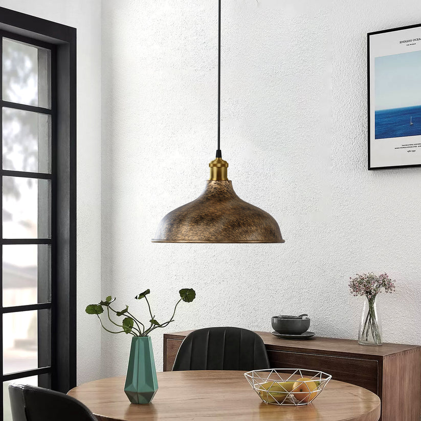 Vintage Industrial Brushed Copper Metal Shade Ceiling Pendant Light