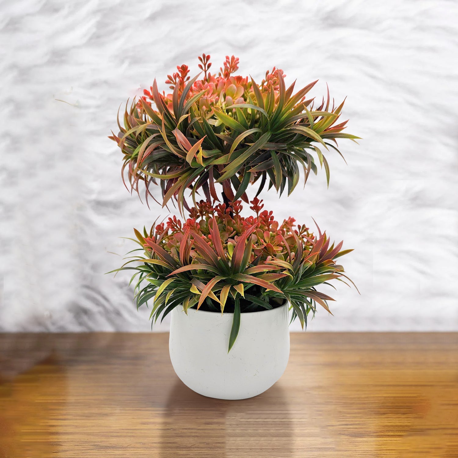 Lifelike Mini Artificial Bonsai Plant Tree for Indoor Outdoor Home Decor, 2 Pack
