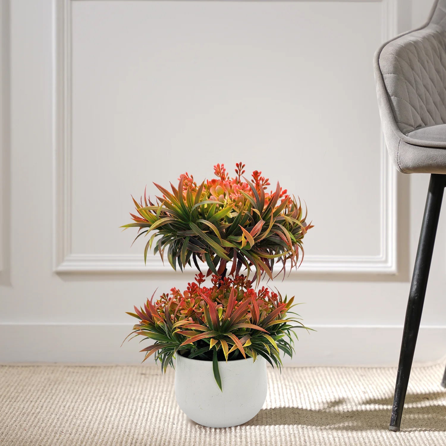 Modern Mini Artificial Bonsai Tree 2-Pack Indoor Outdoor Decorative Plants