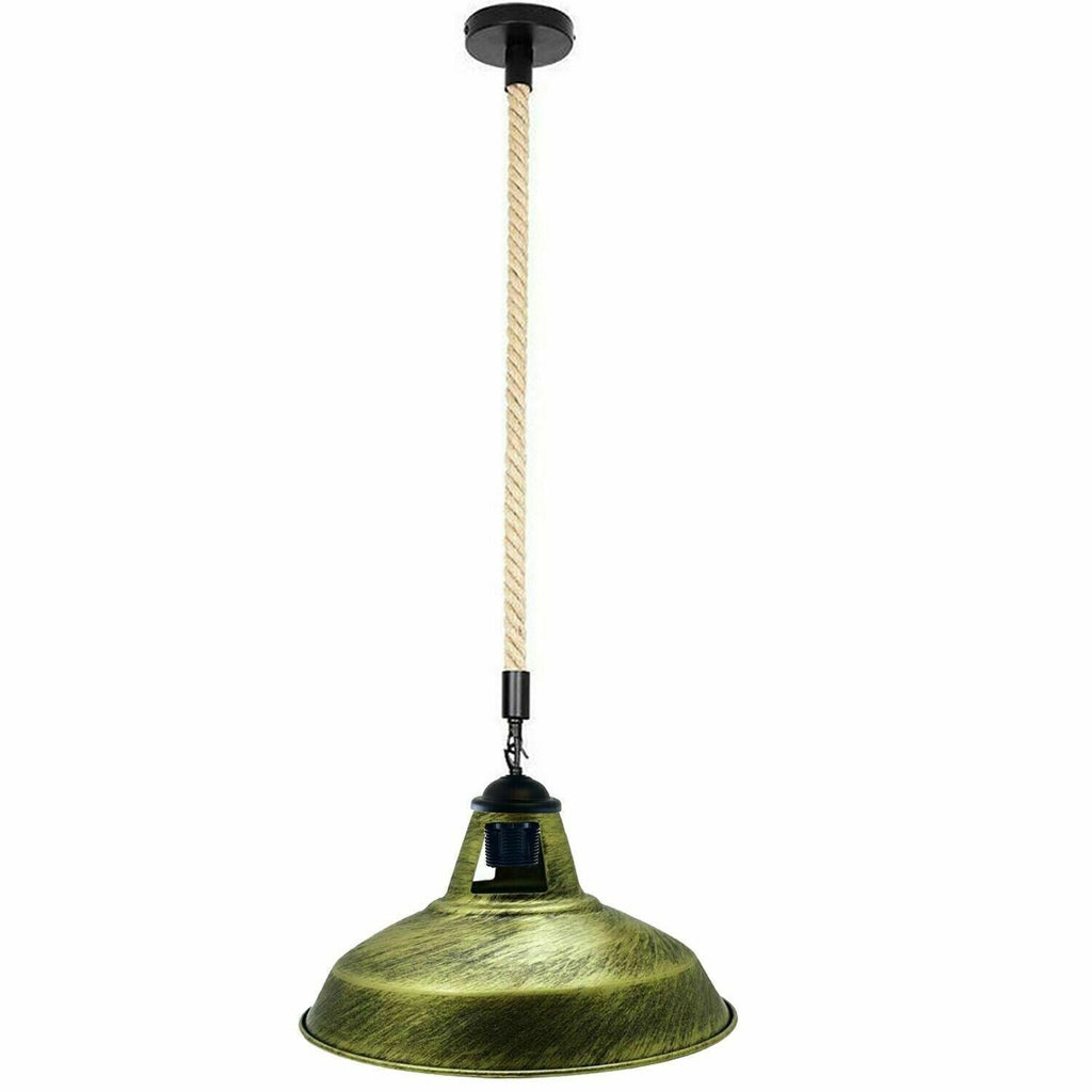 Rustic Industrial E27 Edison Hemp Rope Pendant Light Fixture Barn Home