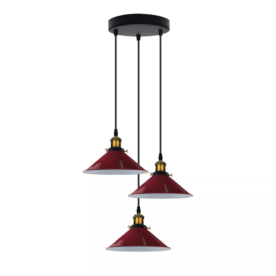 Stylish 3-Way Adjustable Cone Pendant Light Fixture for E27 Bulbs