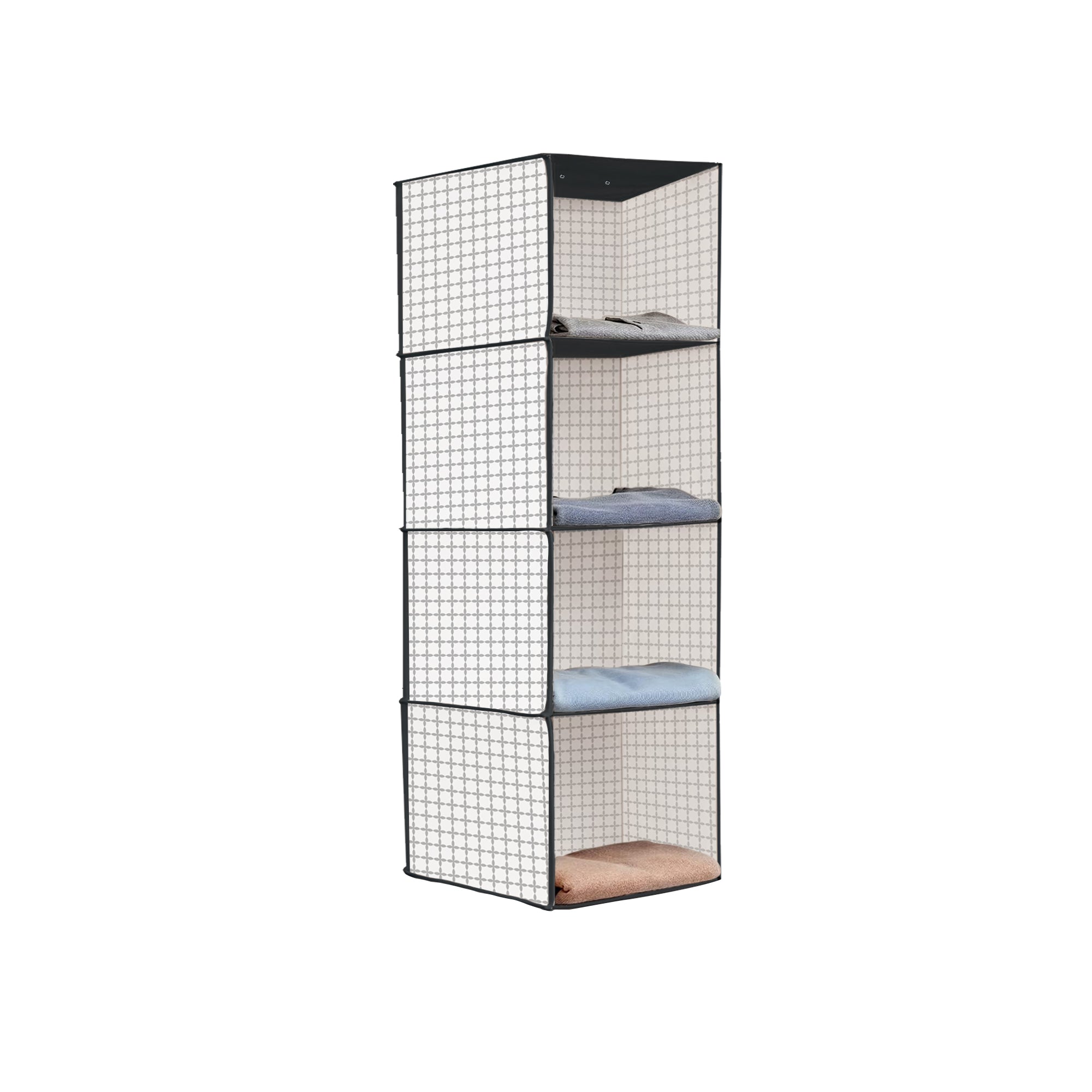 5-Shelf Fabric Hanging Closet Organizer Wardrobe Storage Unit Clothes Shelves