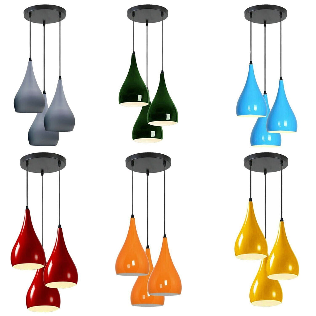 Modern 3-Way Multi Teardrop Ceiling Pendant Light with Adjustable Shades