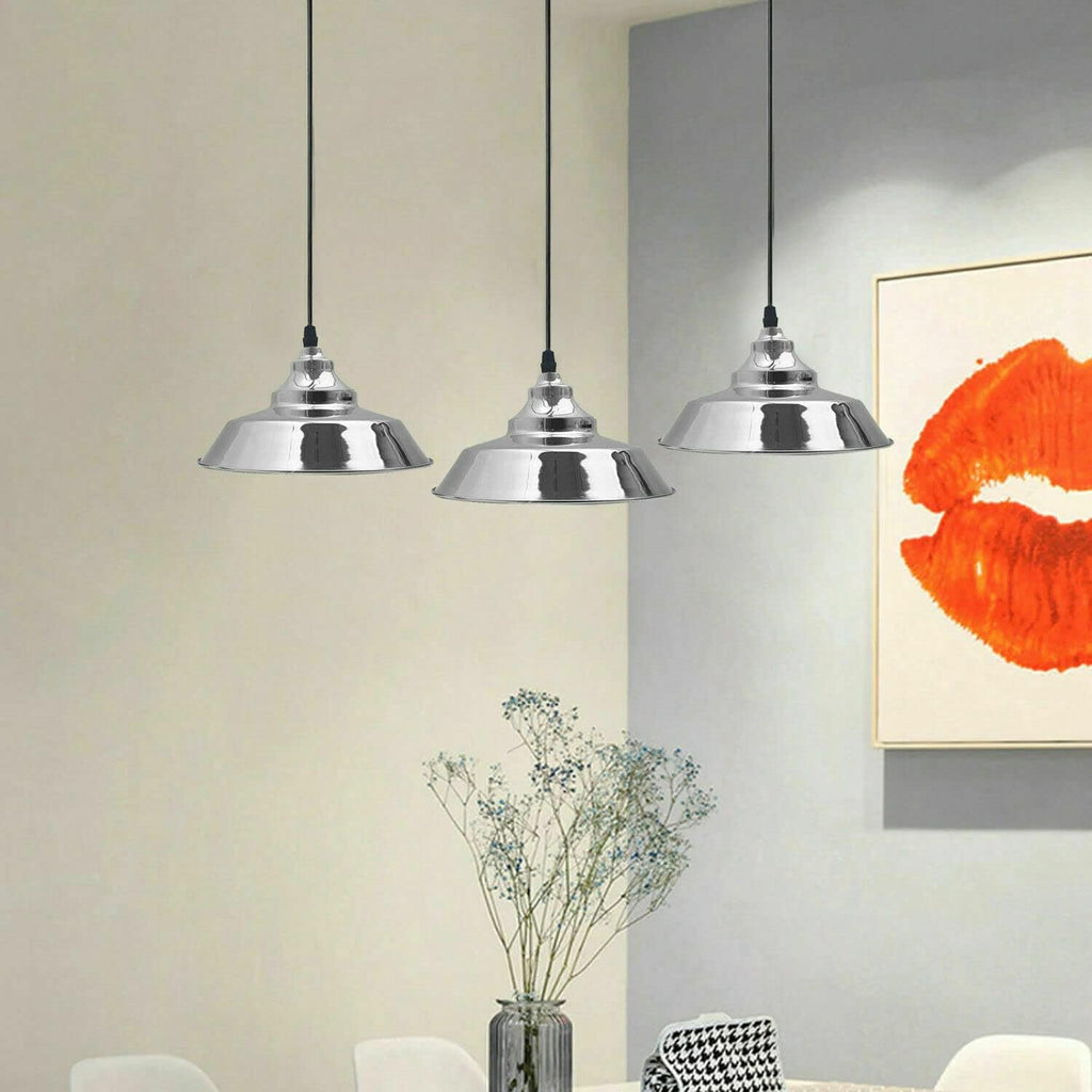 Modern Metal Satin Nickel Pendant Light, Adjustable E27 Kitchen Island Lamp