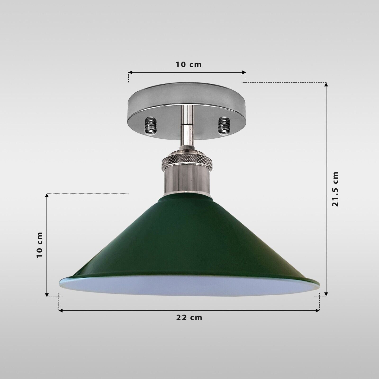 Industrial Cone Flush Mount Ceiling Light, Vintage Retro Metal Fixture for Living Room