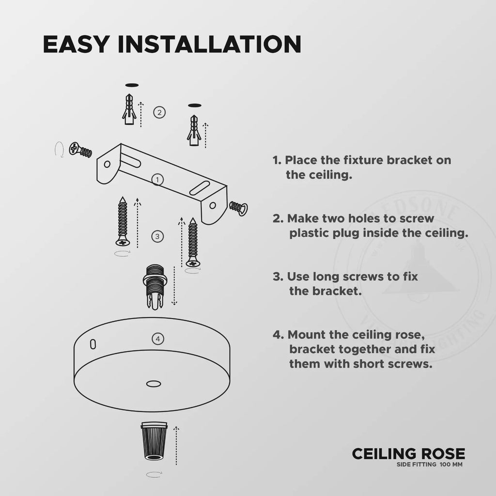 2 Pack Vintage Industrial Metal Ceiling Rose Light Pendant Kit