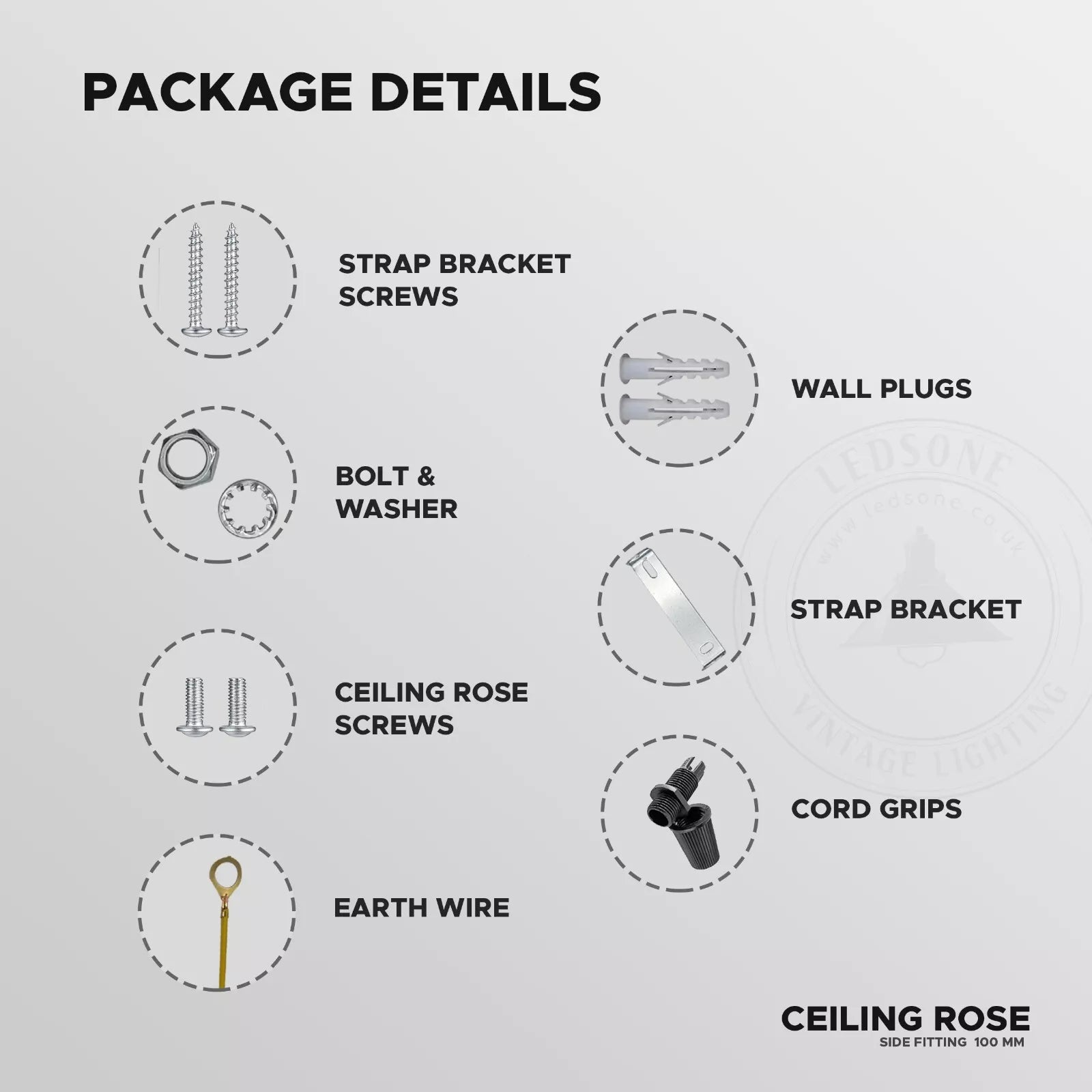 2 Pack Vintage Industrial Metal Ceiling Rose Light Pendant Kit