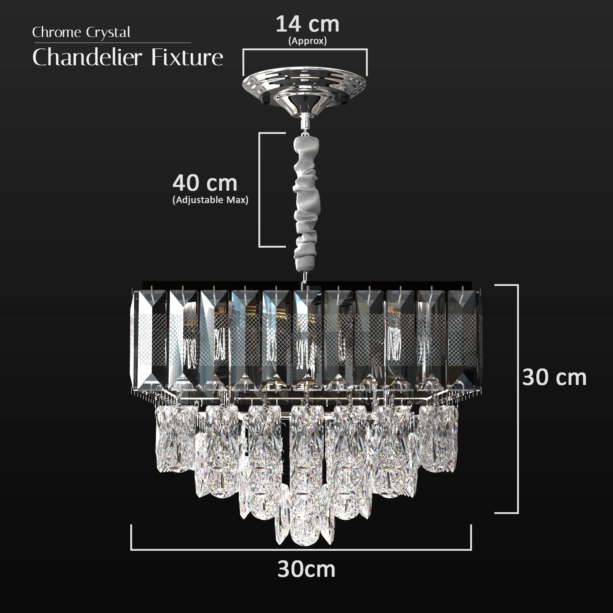 Modern Crystal Chrome Rectangular Droplet Ceiling Chandelier Light