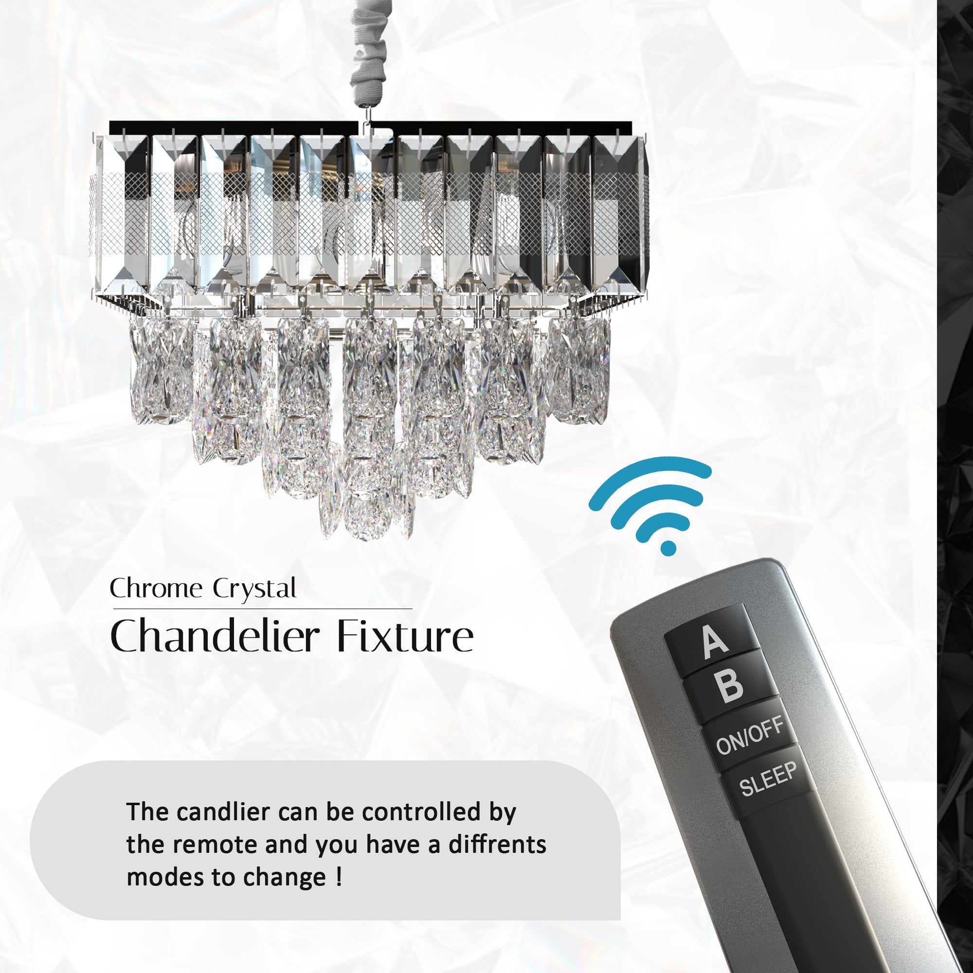 Modern Rectangular Crystal Chrome Droplet Ceiling Chandelier for Elegant Living Rooms