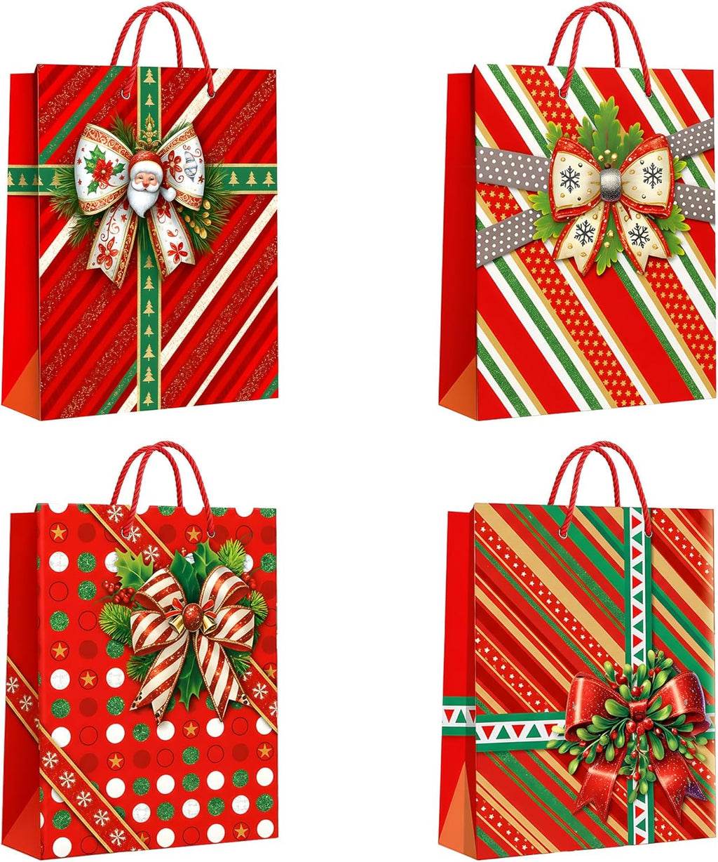 12-Pack Assorted Luxury Matte Finish Kraft Paper Gift Bags with Handles