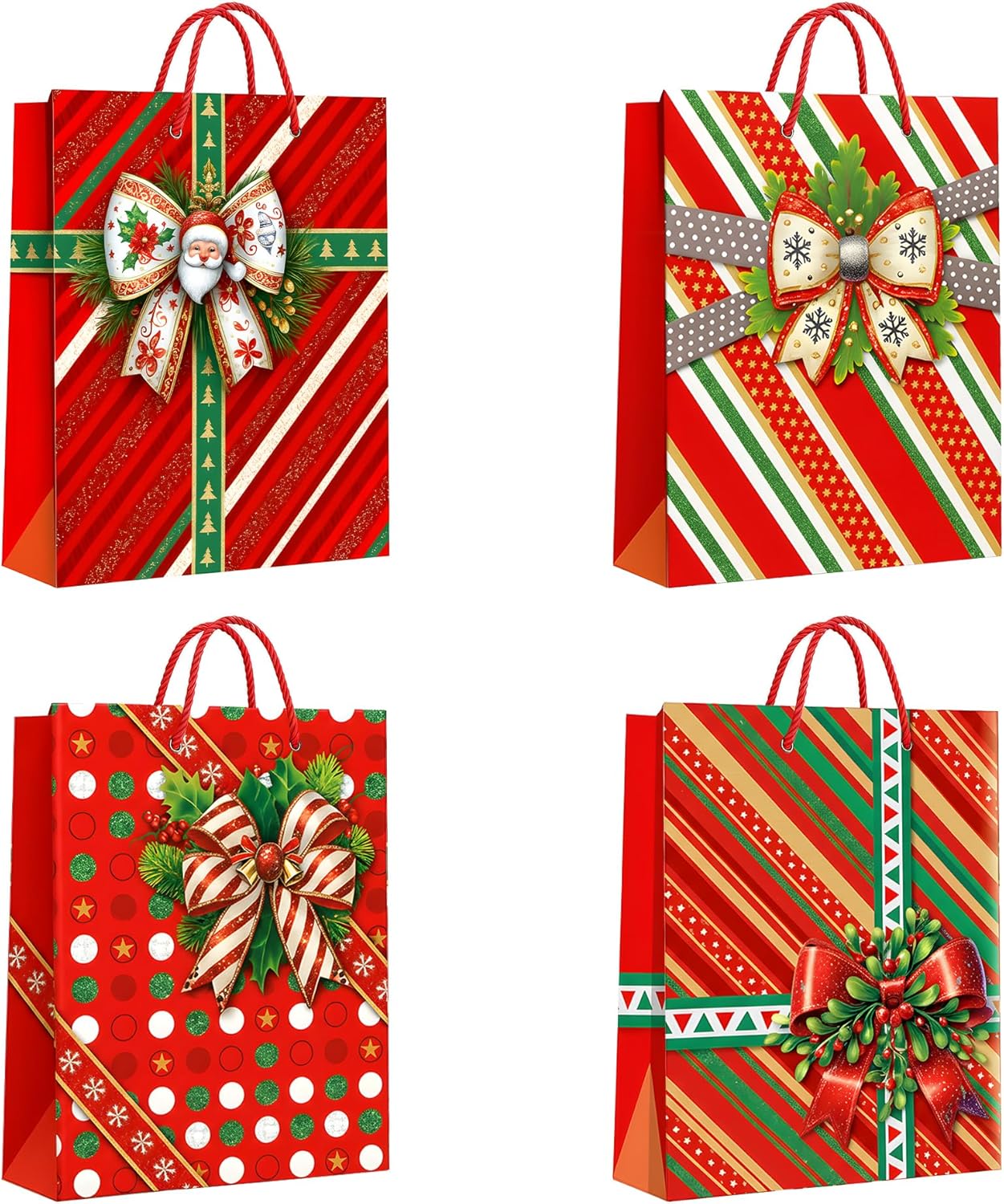 12-Pack Assorted Luxury Matte Finish Kraft Paper Gift Bags with Handles