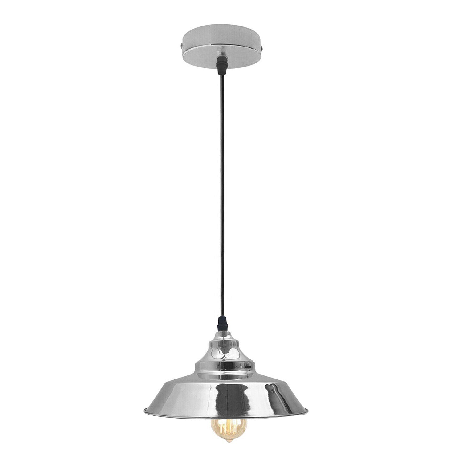 Modern Metal Satin Nickel Pendant Light, Adjustable E27 Kitchen Island Lamp