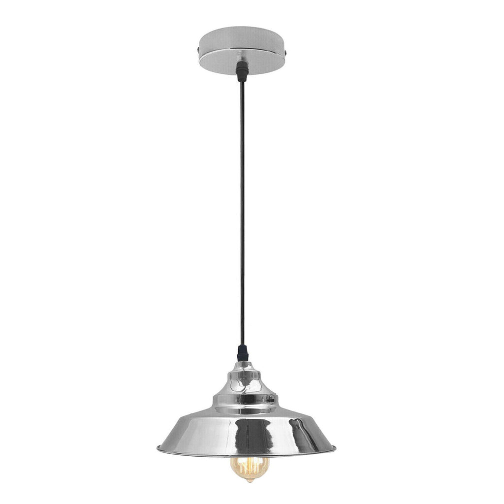 Modern Chrome Metal Pendant Ceiling Light for Kitchen Island, Adjustable Height