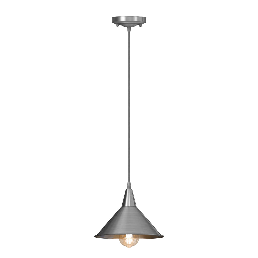 Adjustable Chrome Metal Cone Pendant Light Fixture with E27 Base