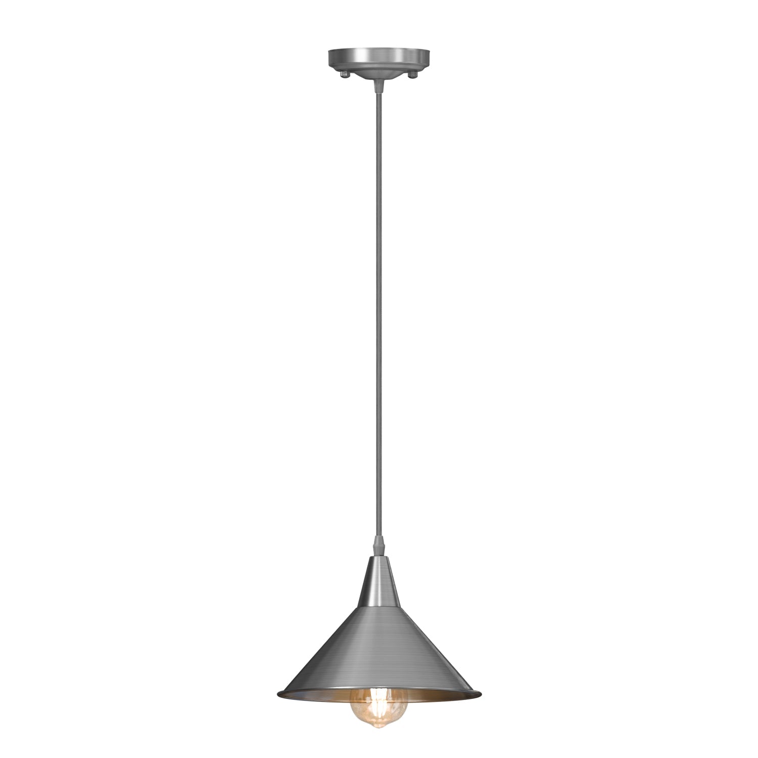 Adjustable Chrome Metal Cone Pendant Light Fixture with E27 Base