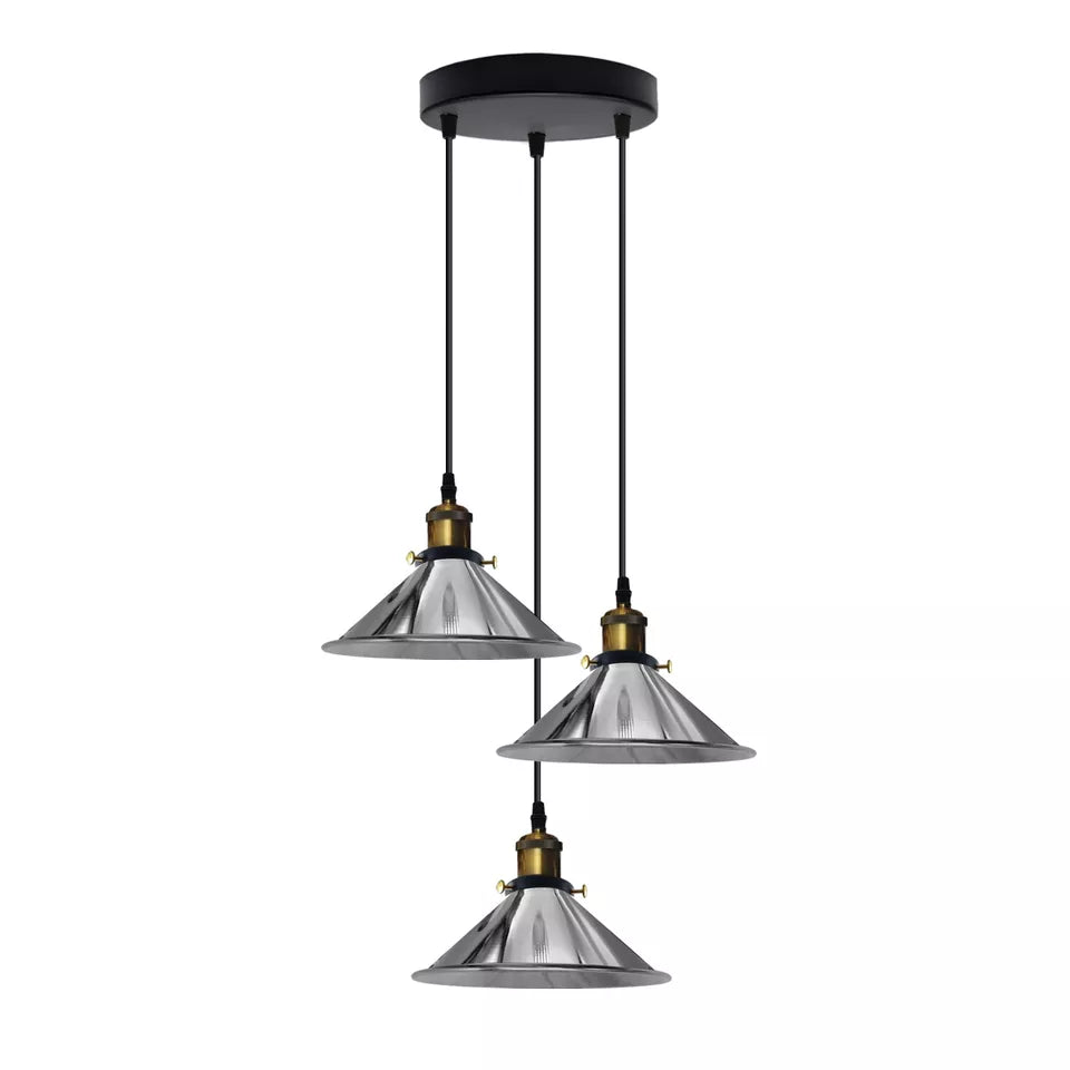 Stylish 3-Way Adjustable Cone Pendant Light Fixture for E27 Bulbs