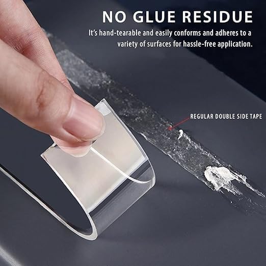 Clear Double-Sided Nano Grip Tape for Walls, Reusable, Residue-Free Mounting Solution