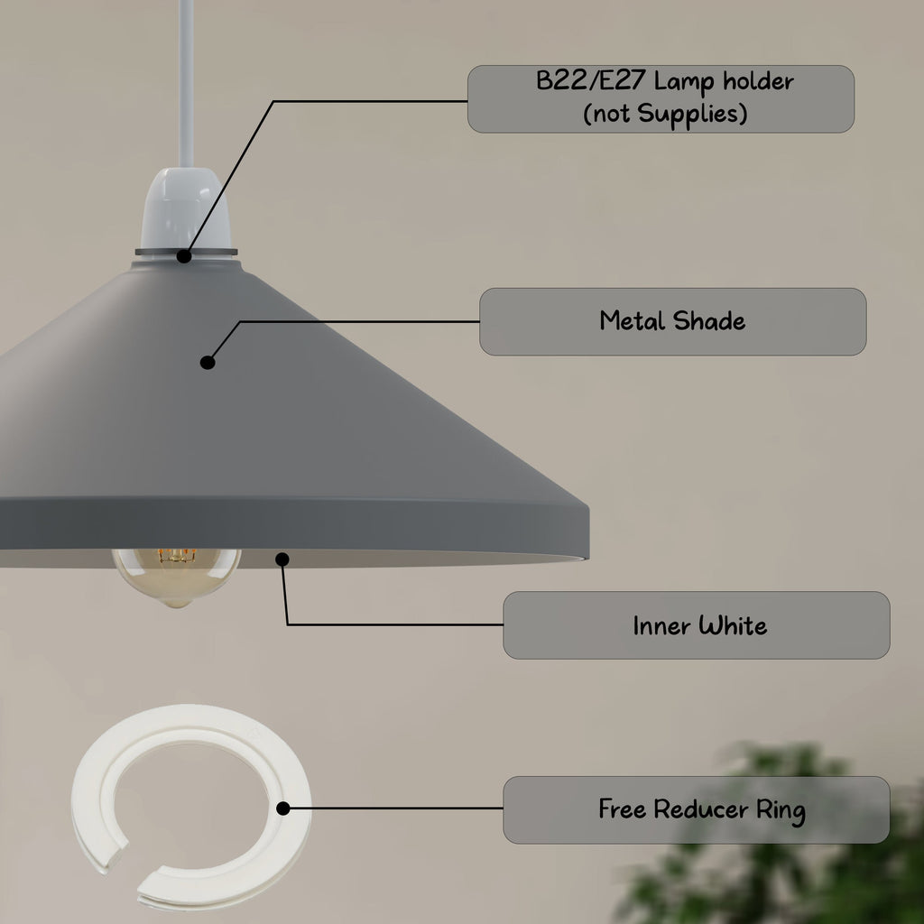 Easy Fit Retro Industrial Metal Cone Lamp Shade for Modern Interiors