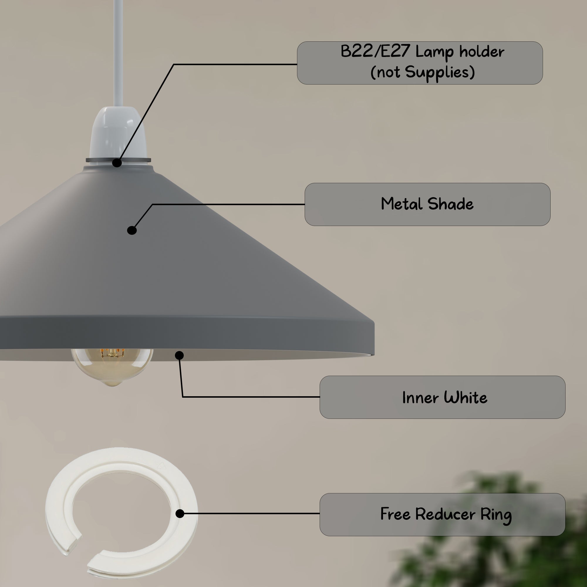 Easy Fit Retro Industrial Metal Cone Lamp Shade for Modern Interiors