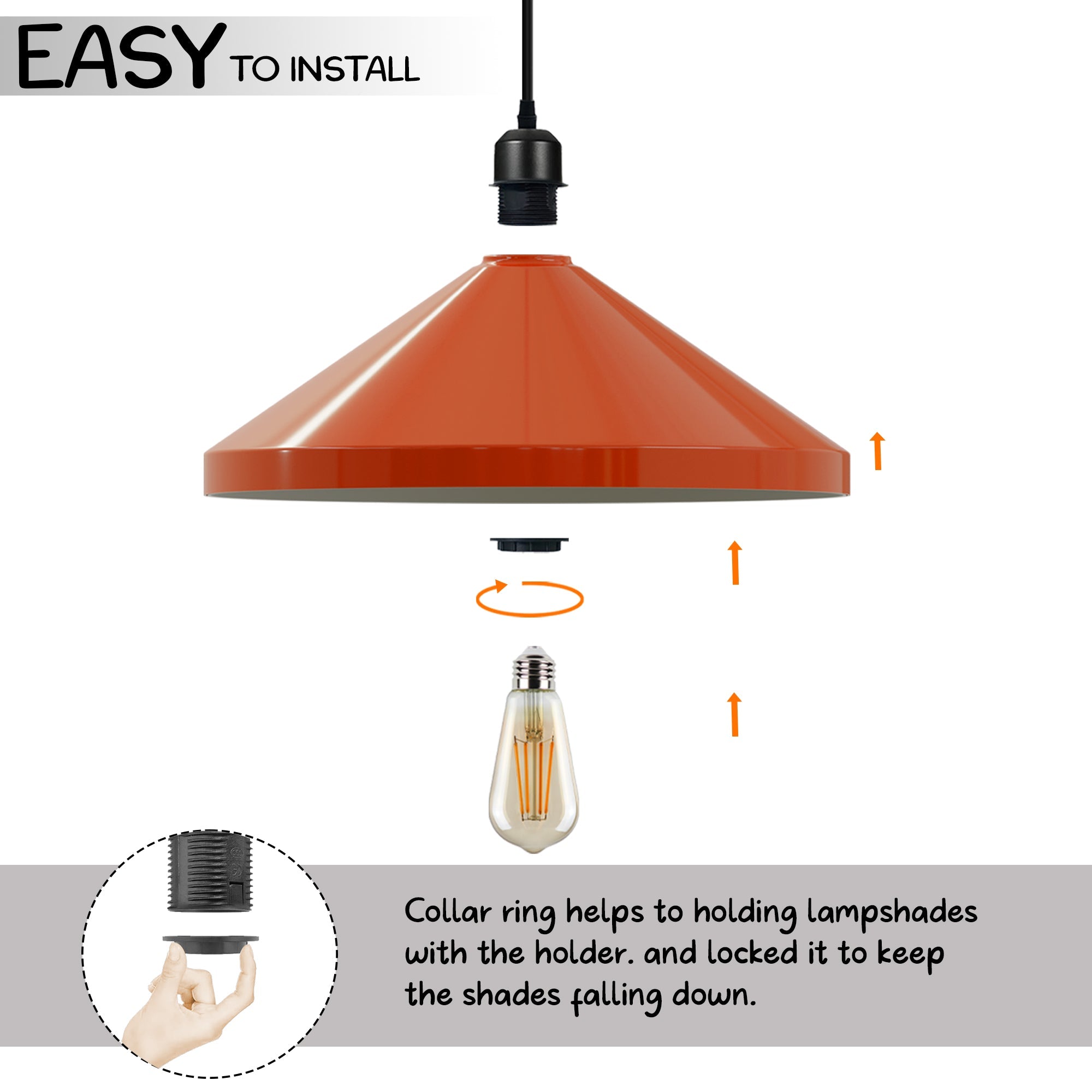 Easy Fit Retro Industrial Metal Cone Lamp Shade for Modern Interiors