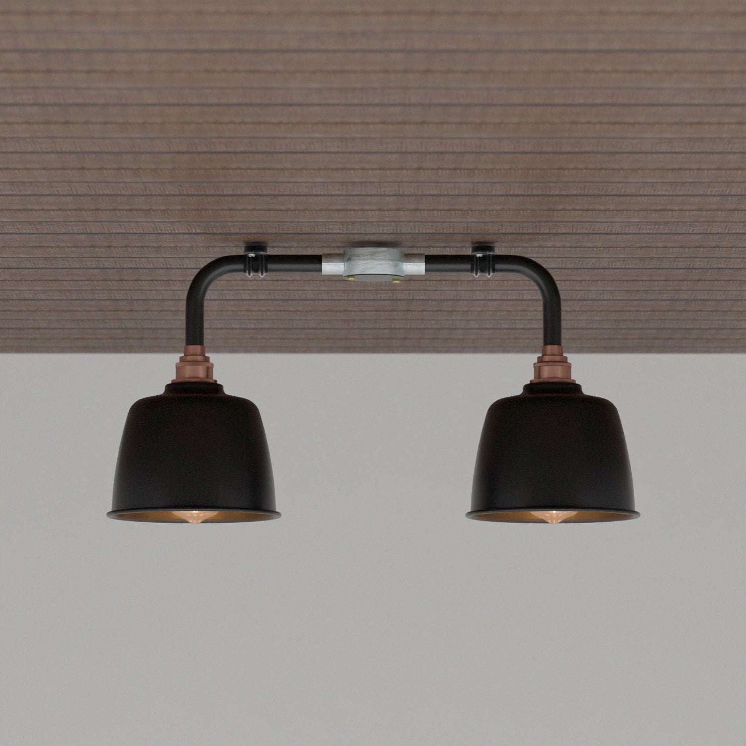 Industrial Black Metal Conduit Ceiling Light Fixture Kit E27 Base