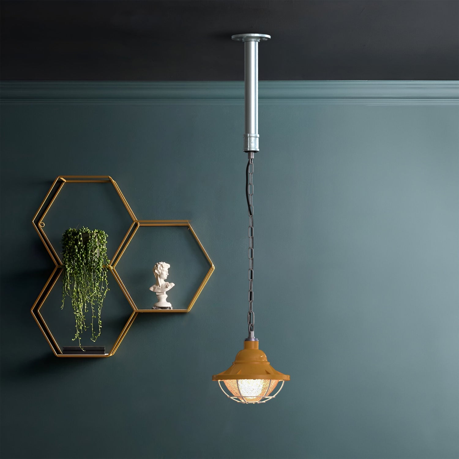 Industrial Metal Wire Cage Pendant Light Fixture - Urban Loft Style Lighting Solution