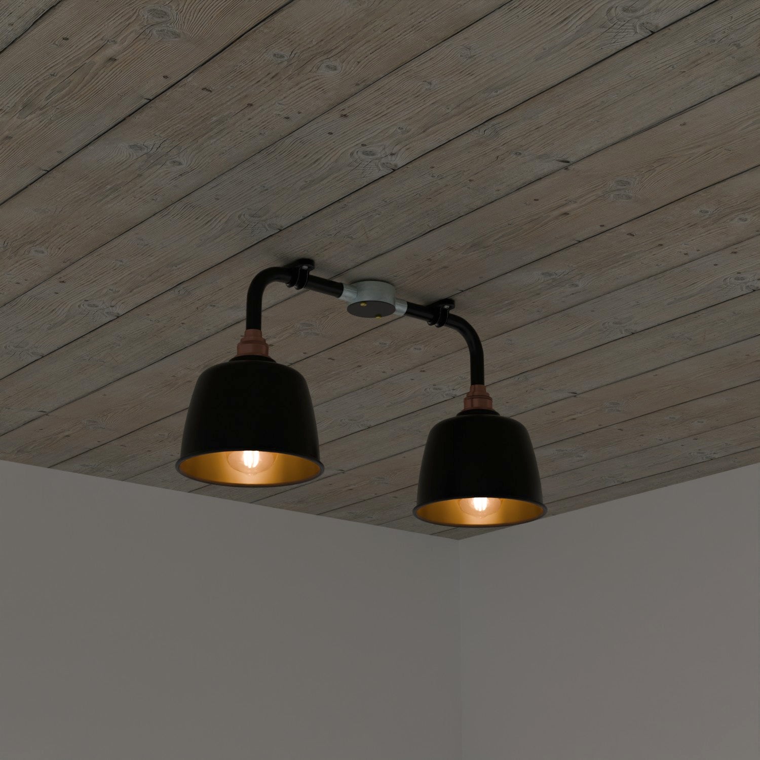 Industrial Black Metal Conduit Ceiling Light Fixture Kit E27 Base
