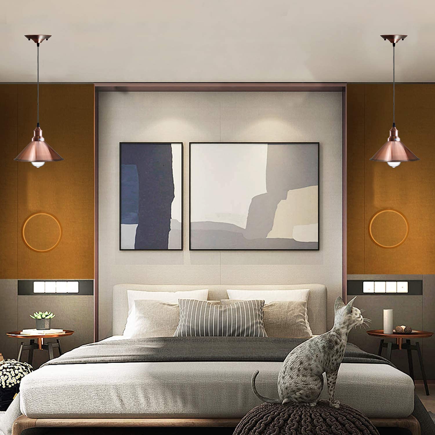 Modern Copper Industrial Cone Pendant Light - Adjustable Ceiling Hanging Fixture