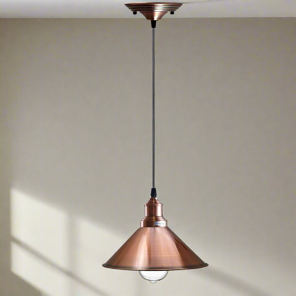 Modern Copper Industrial Cone Pendant Light - Adjustable Ceiling Hanging Fixture