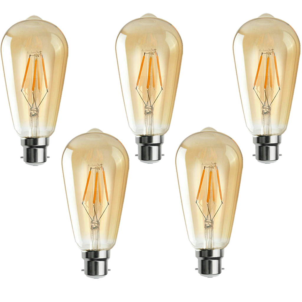 Dimmable ST64 B22 4W Edison Filament LED Light Bulbs Warm White Retro Style