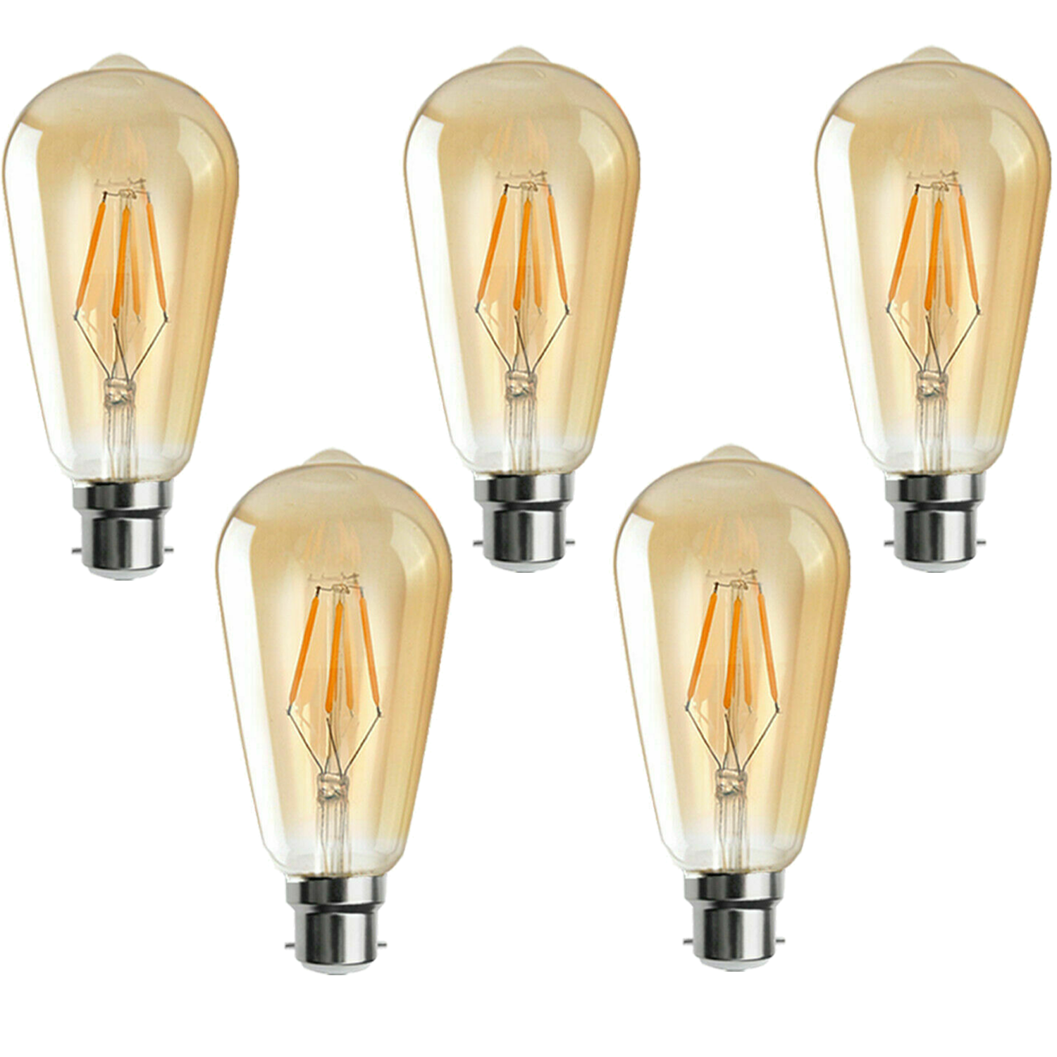 Dimmable ST64 B22 4W Edison Filament LED Light Bulbs Warm White Retro Style