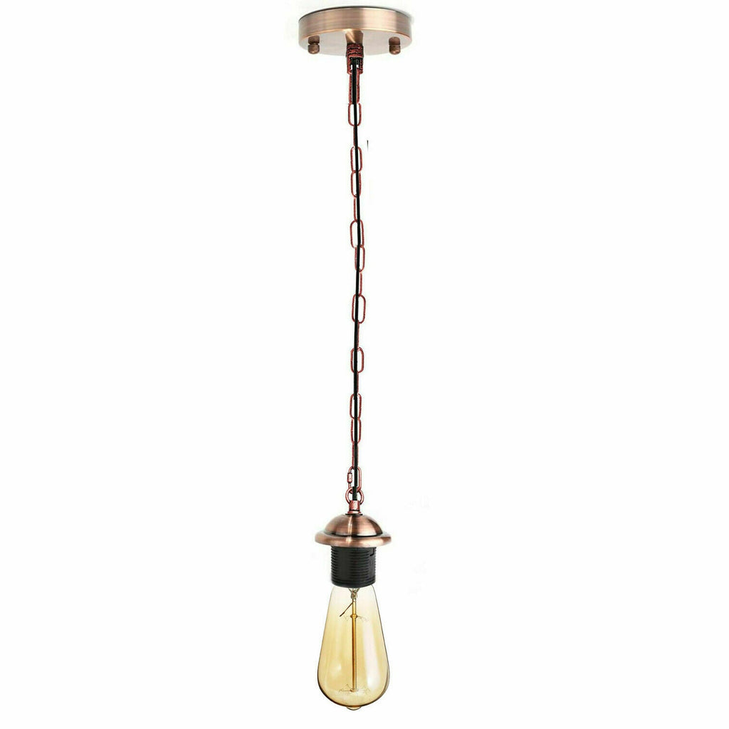 Adjustable E27 Industrial Pendant Lamp Holder Kit with Chain - Multiple Finishes