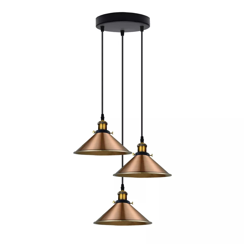 Stylish 3-Way Adjustable Cone Pendant Light Fixture for E27 Bulbs