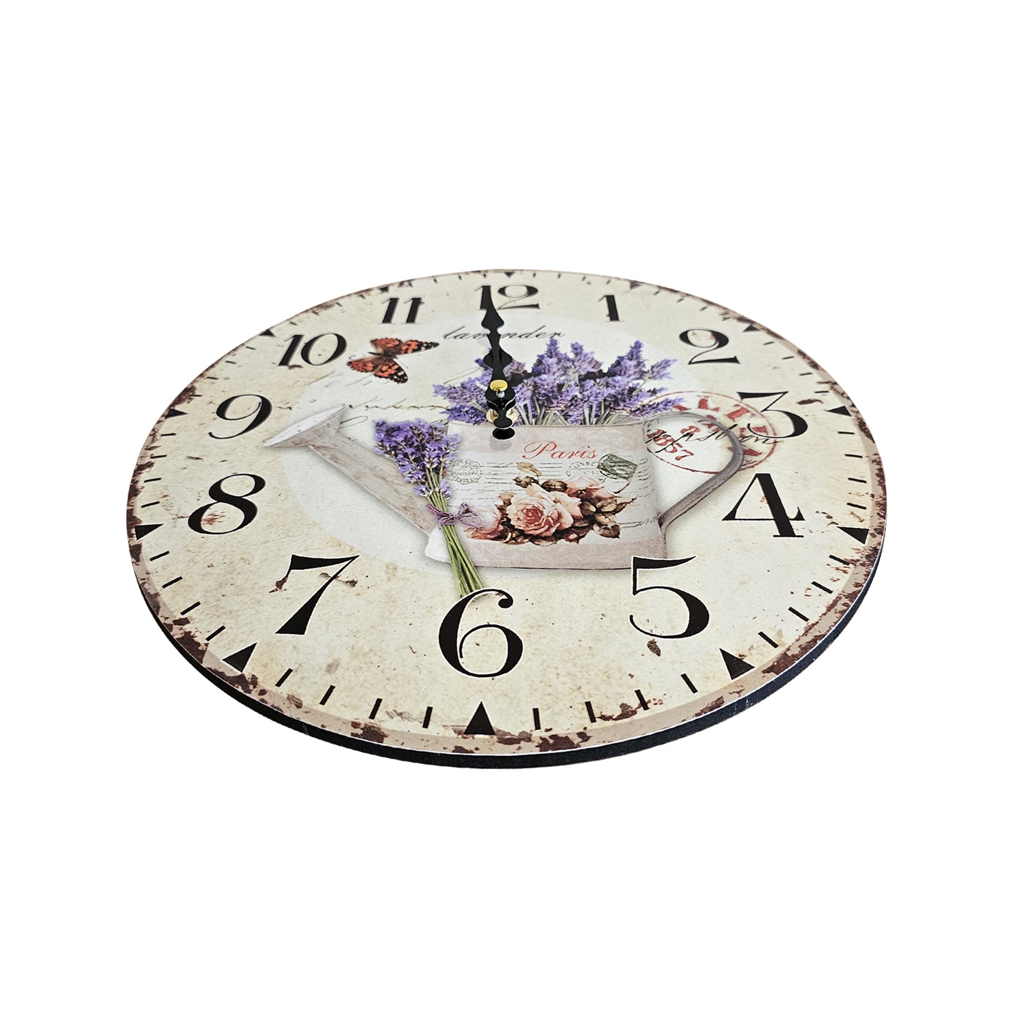 Retro Round Shabby Chic Patchwork Wooden Decorative Wall Art Clock