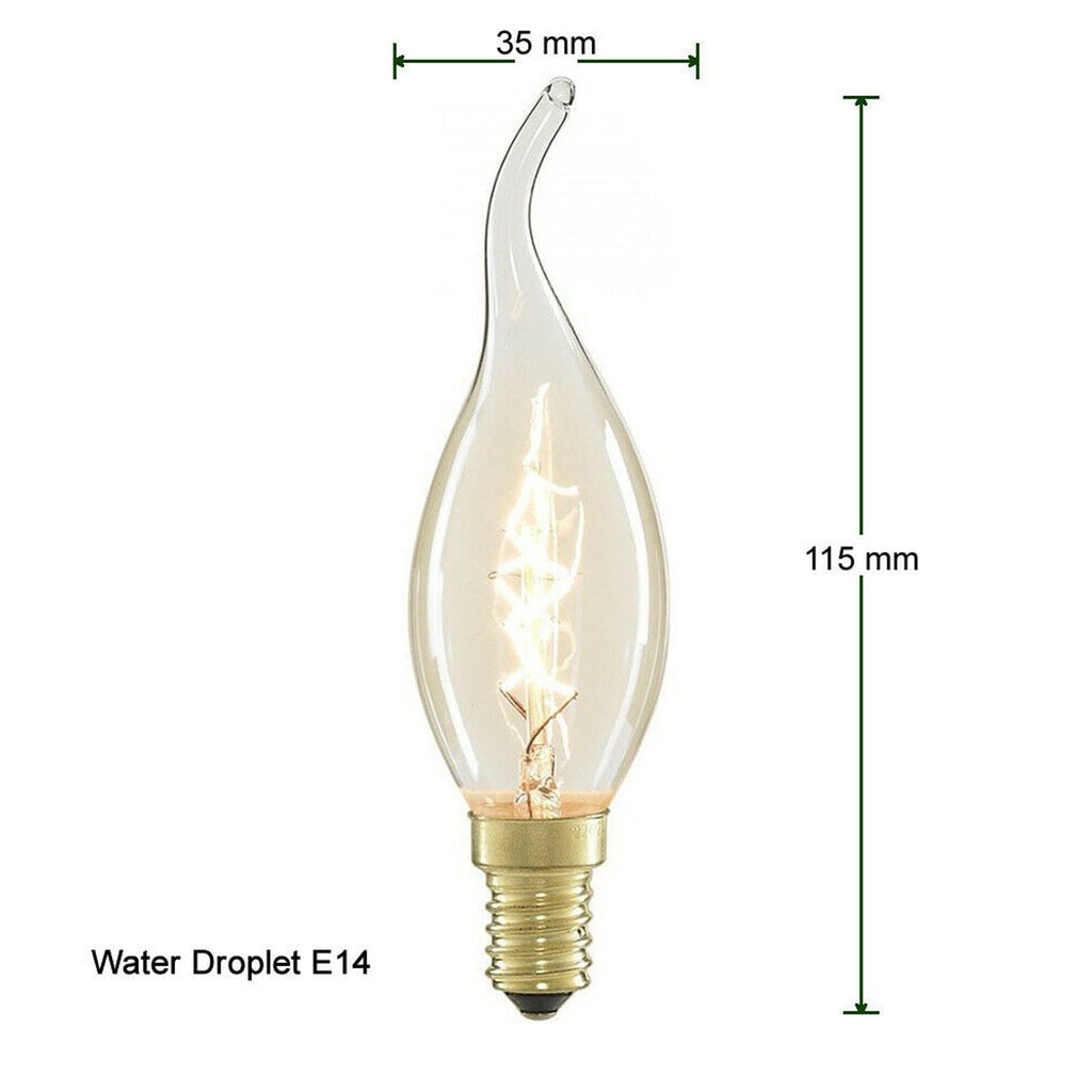 Retro Edison C35 Candle Bulb: 60W E14 Dimmable Warm White Filament Lamp
