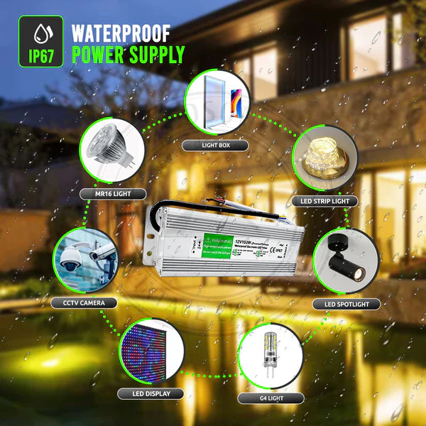 IP67 Waterproof DC 12V 100W LED Power Supply Driver Outdoor Transformer