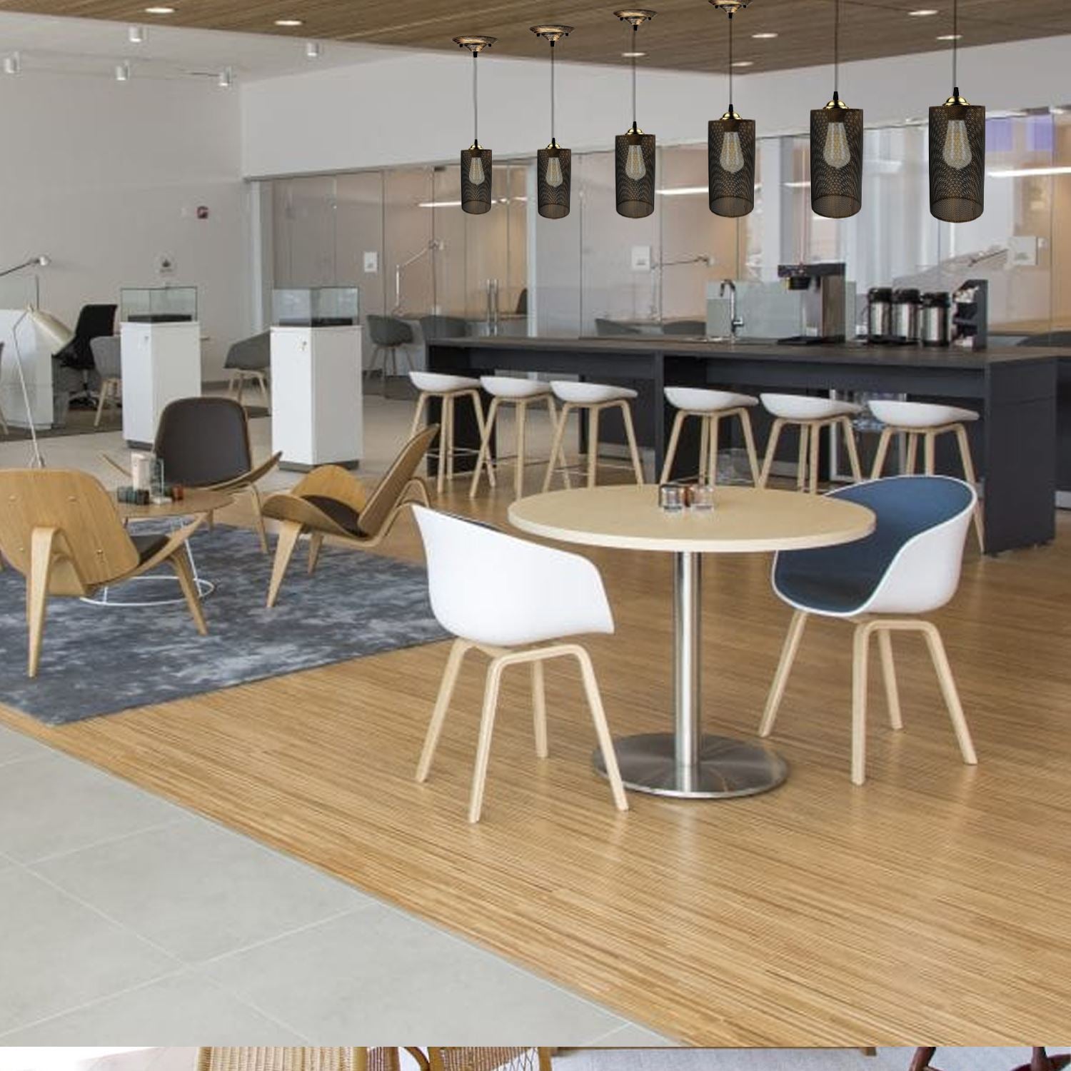 Living Room Pendant Light – Adjustable Metal Wire Cage Ceiling Lamp ~5801