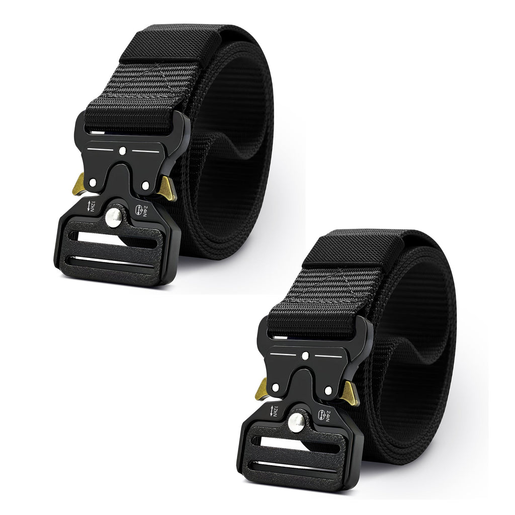 Men's Fabric Trim Adjustable Buckle Dress Belt 2-Pack for Casuals